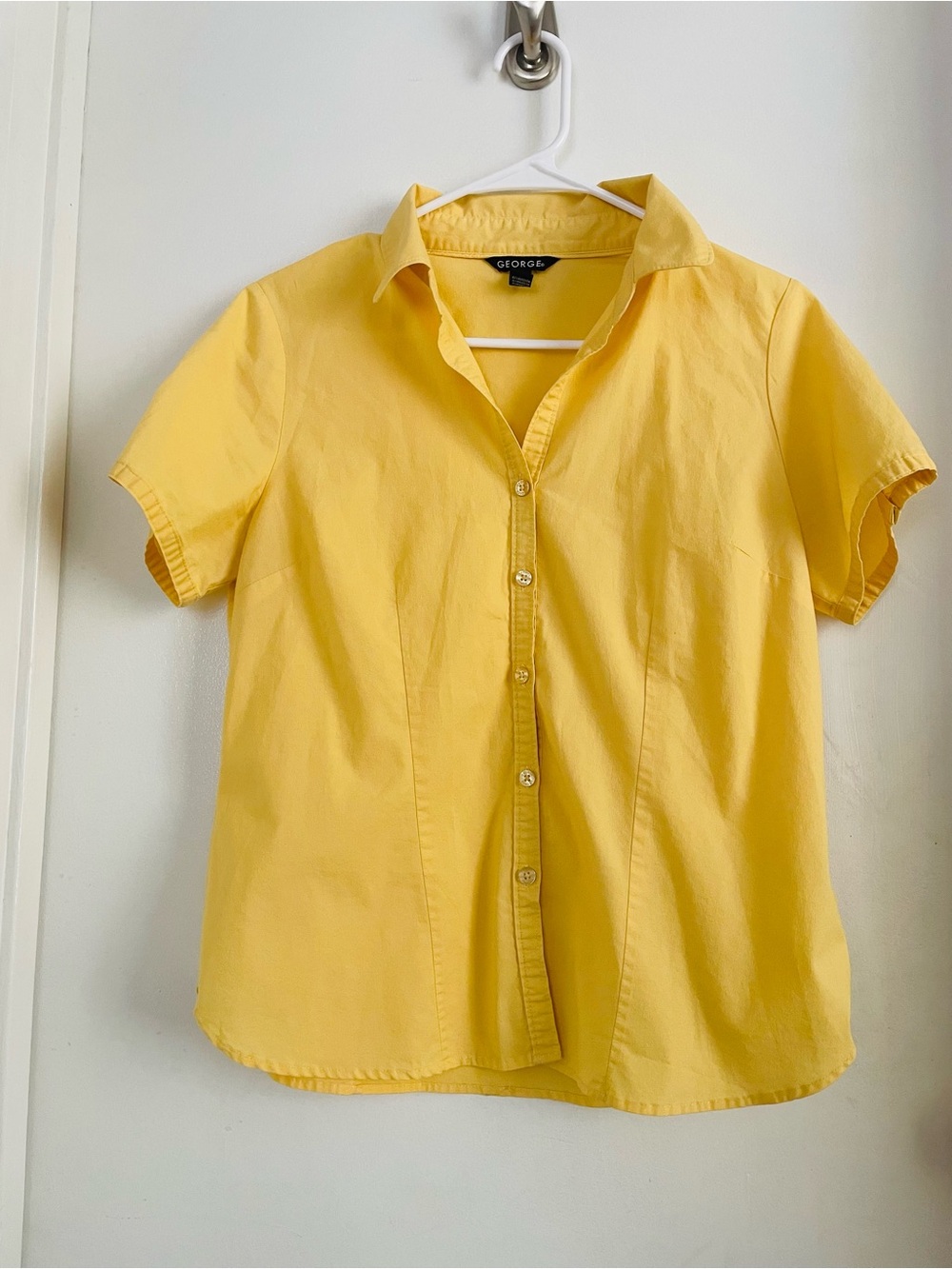 George Bright Yellow Short Sleeve Button-Up Shirt